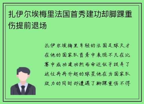 扎伊尔埃梅里法国首秀建功却脚踝重伤提前退场 扎伊尔埃梅里法国首秀建功却脚踝重伤提前退场